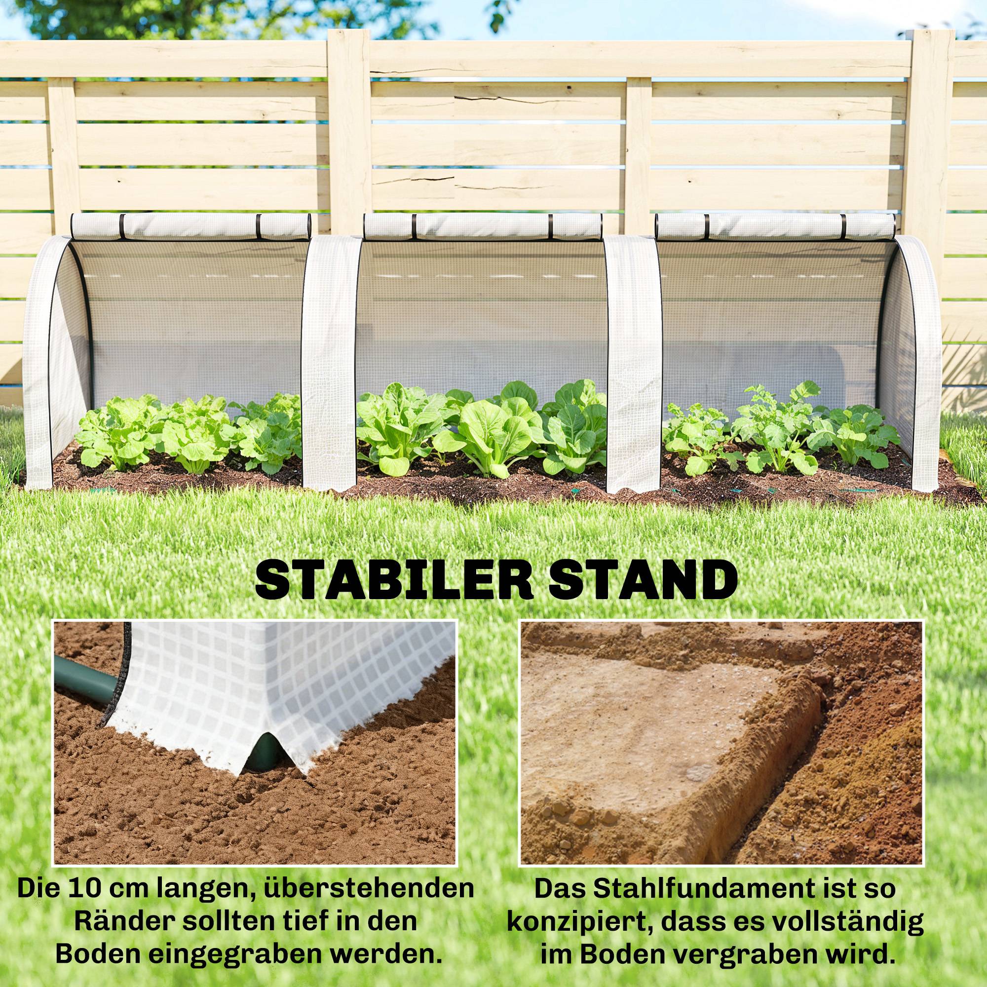 ComfortXL - Serre tunnel acier PE pour tomates jardin protection froid 295x100x80cm blanc - ComfortXL Outdoor Living - Image 7