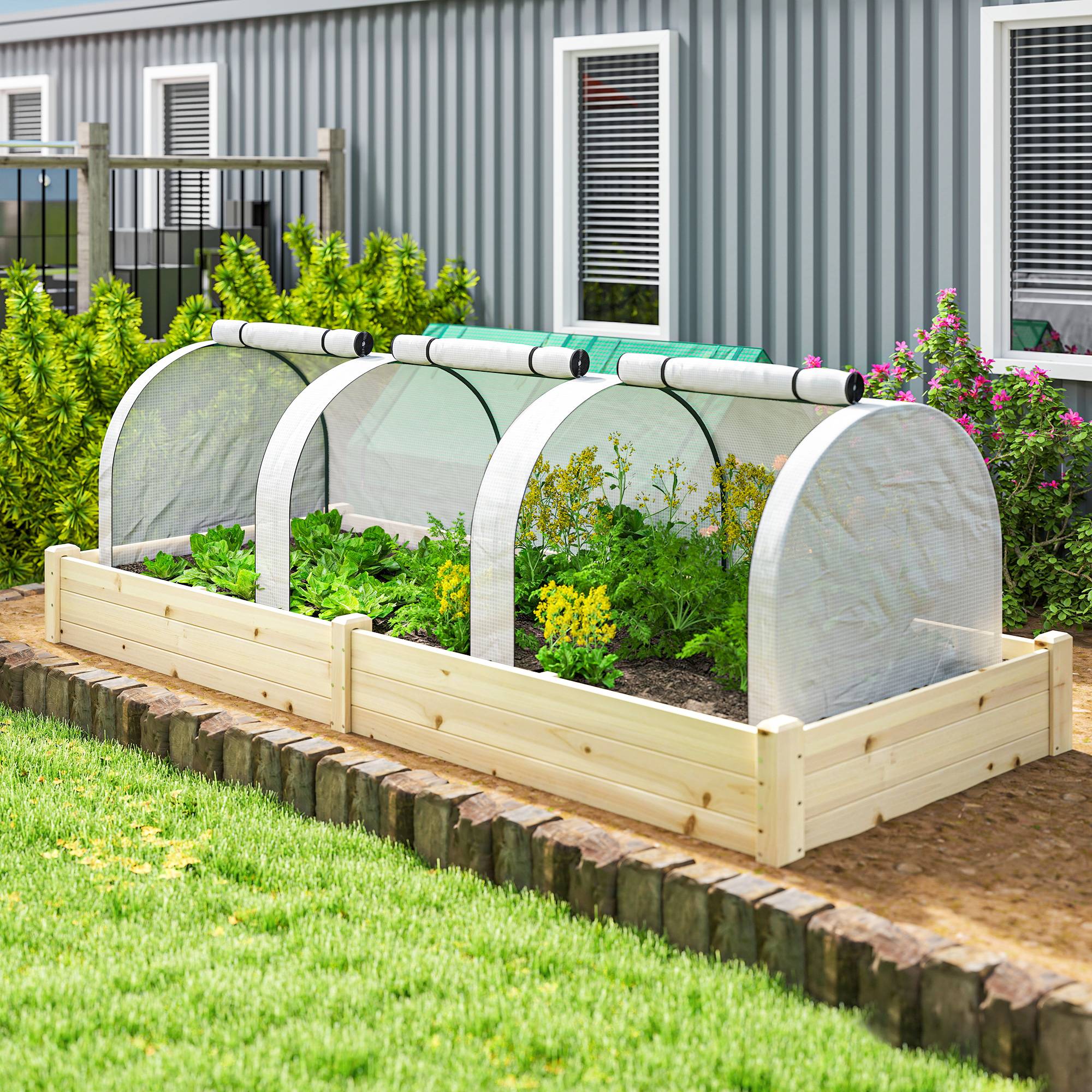 ComfortXL - Serre tunnel acier PE pour tomates jardin protection froid 295x100x80cm blanc - ComfortXL Outdoor Living - Image 10