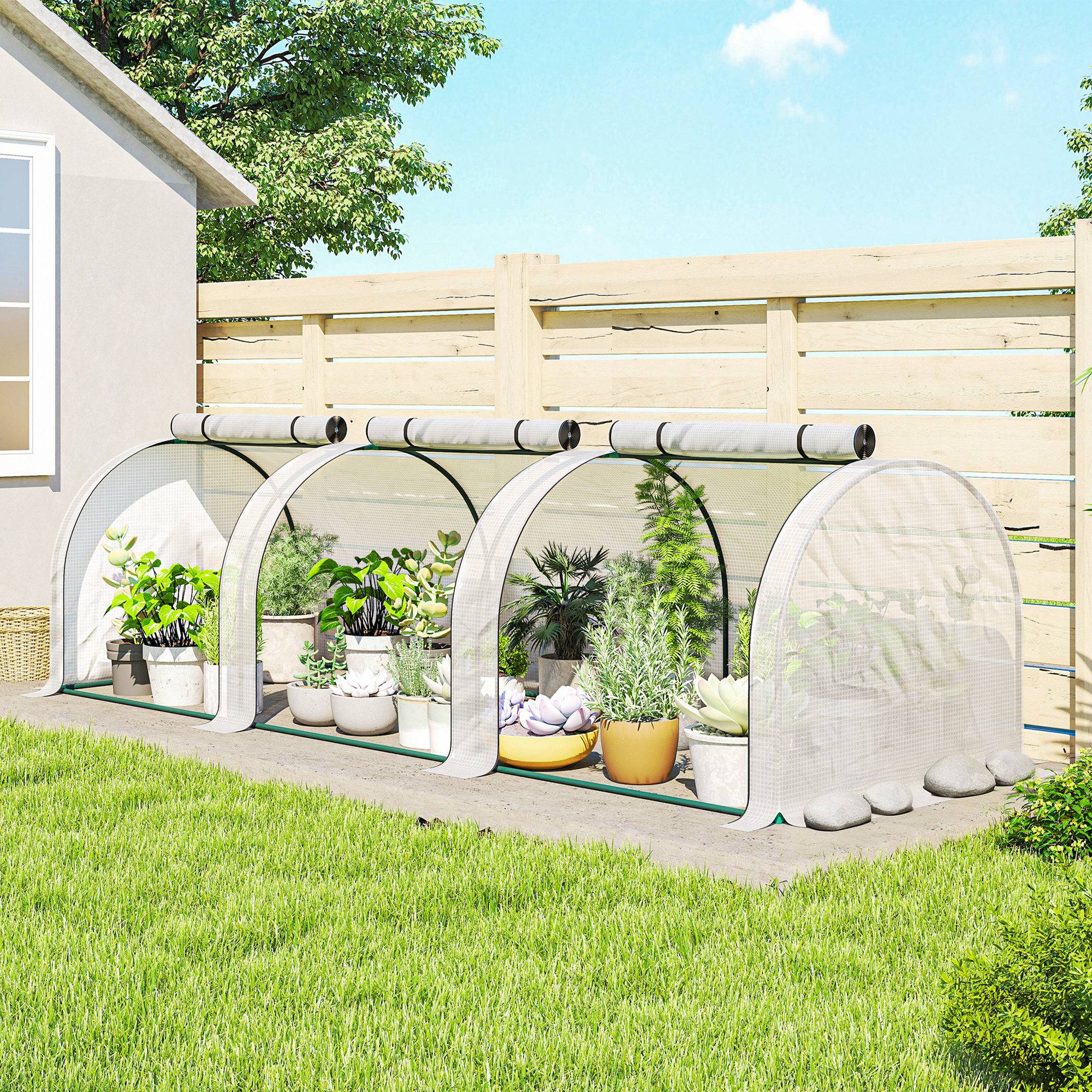 ComfortXL - Serre tunnel acier PE pour tomates jardin protection froid 295x100x80cm blanc - ComfortXL Outdoor Living - Image 4