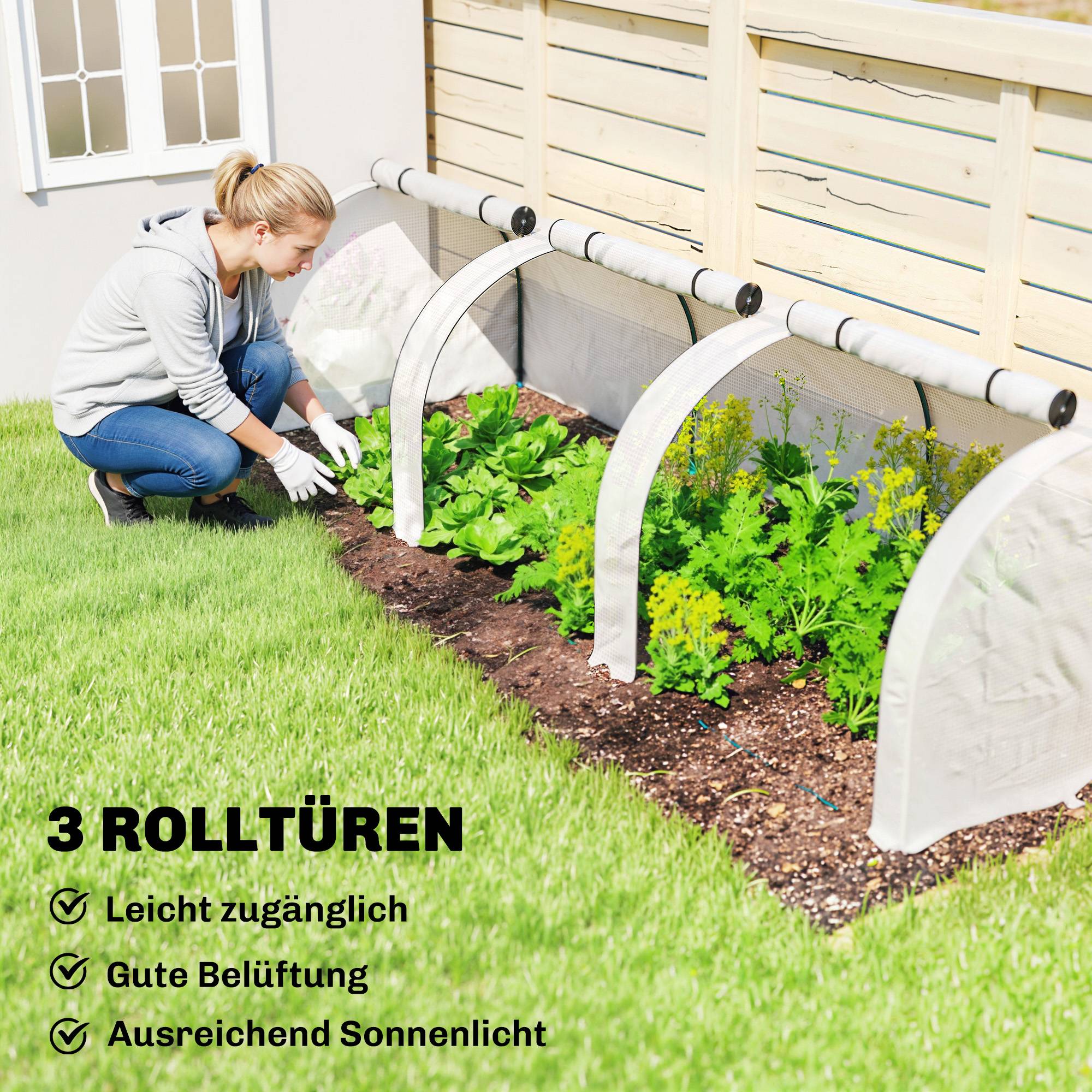 ComfortXL - Serre tunnel acier PE pour tomates jardin protection froid 295x100x80cm blanc - ComfortXL Outdoor Living - Image 8