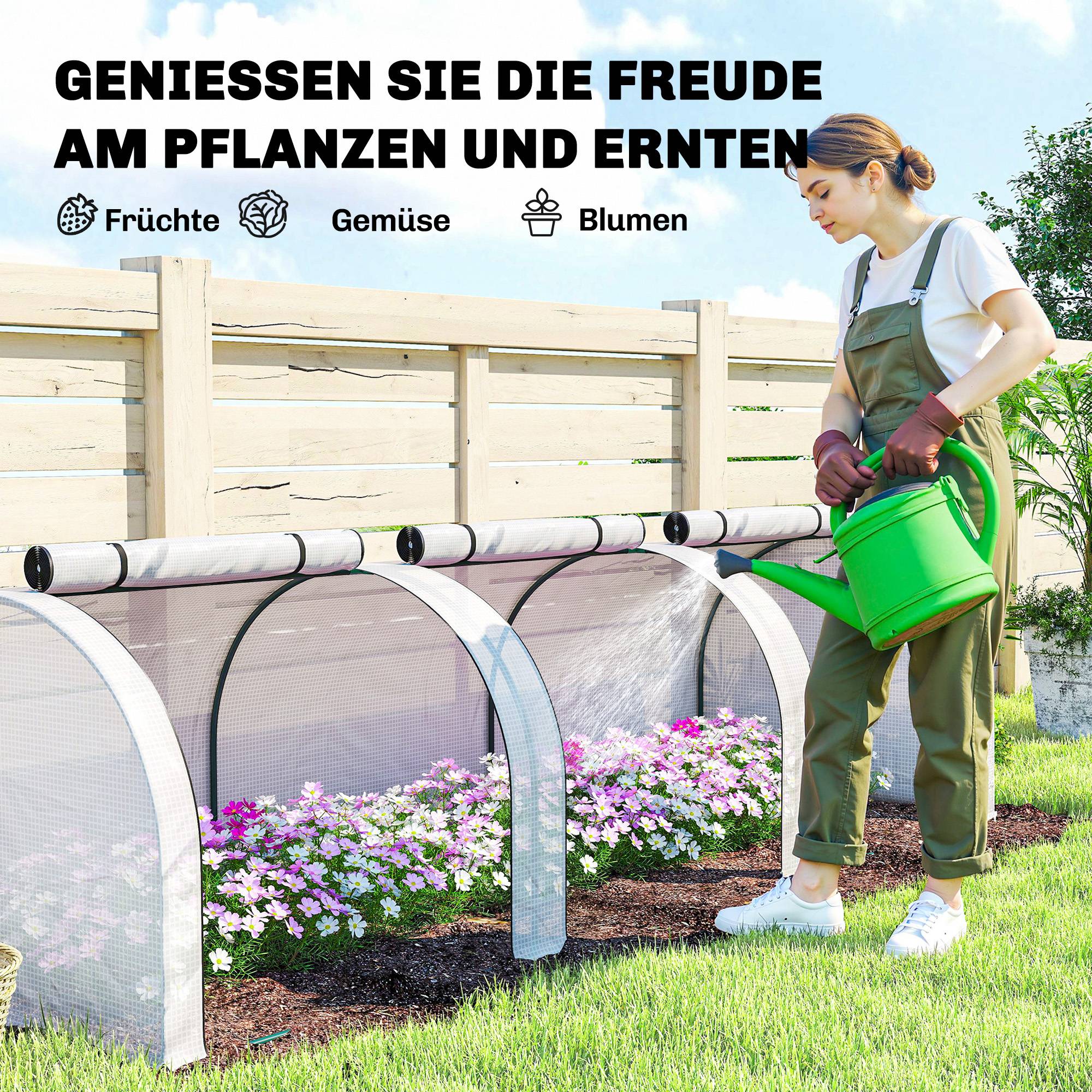 ComfortXL - Serre tunnel acier PE pour tomates jardin protection froid 295x100x80cm blanc - ComfortXL Outdoor Living - Image 9