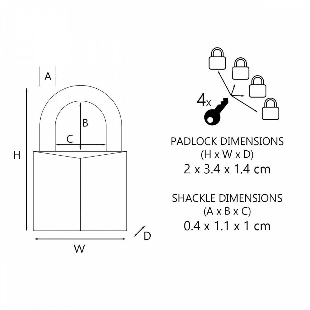 Master Lock - Lot de 4 cadenas à clé MASTER LOCK laiton, l.20 mm - Image 3