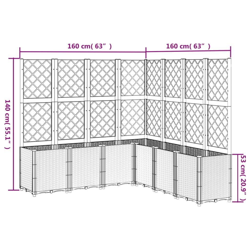 ComfortXL - Grand Carré Potager avec Treillis Modulable XXL pour Jardin Extérieur 160x160x140 cm Marron - ComfortXL Outdoor Living - Image 9