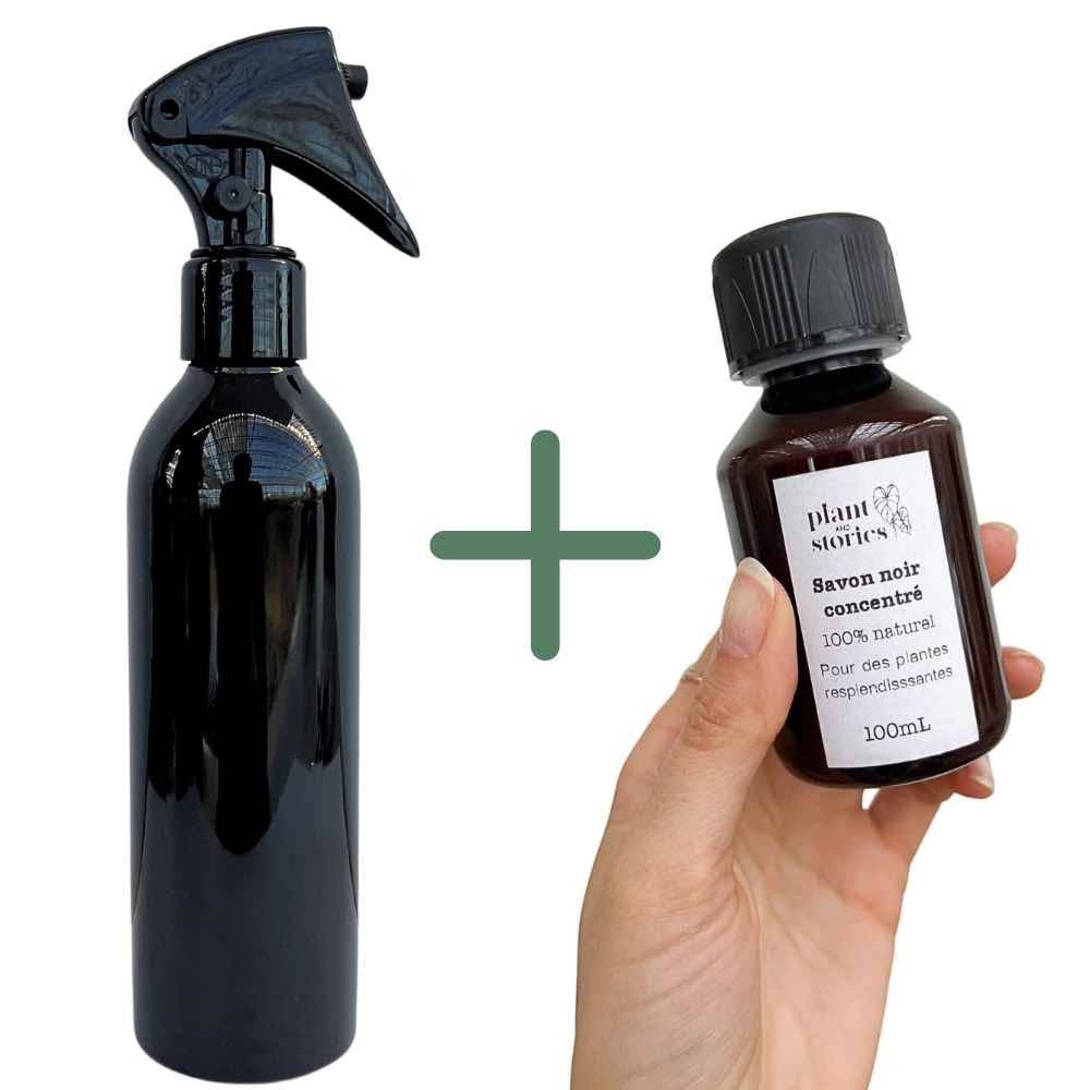 Pulvérisateur pour plantes 250ml + Bouteille de 100ml de Savon noir concentré pour plantes - Image 1