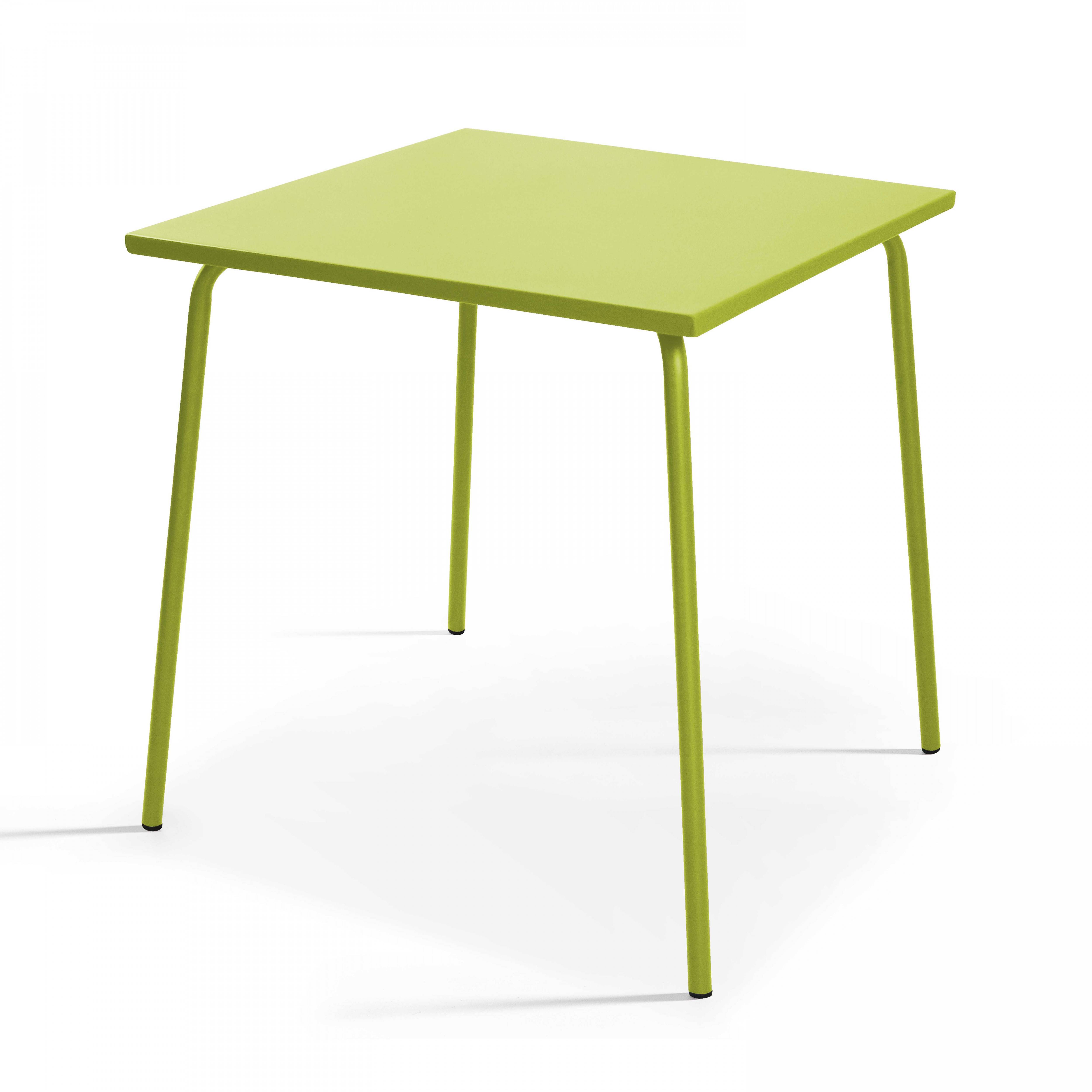 Oviala - Table de jardin carrée en métal 4 places 70 cm vert Palavas - Oviala - Image 1