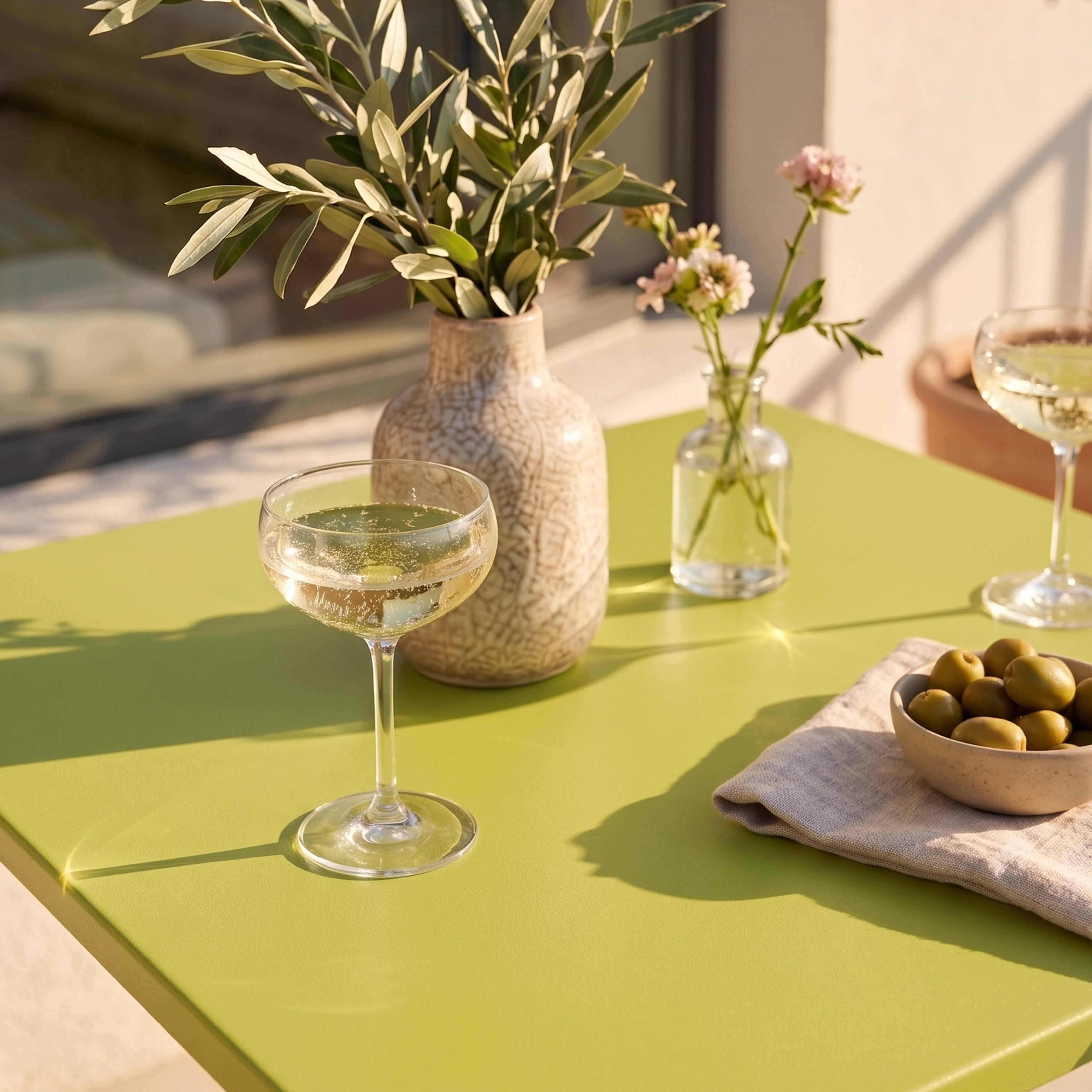 Oviala - Table de jardin carrée en métal 4 places 70 cm vert Palavas - Oviala - Image 3