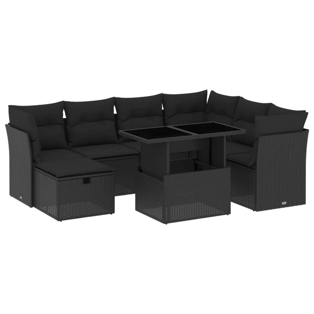 Vidaxl - Salon de jardin 8 pcs avec coussins noir résine tressée vidaXL 3274675 - Image 2