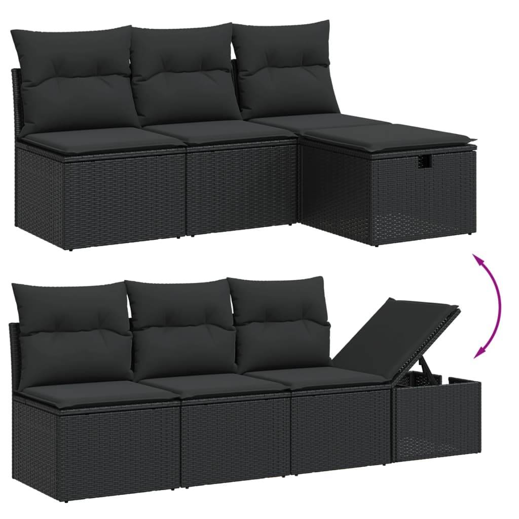 Vidaxl - Salon de jardin 8 pcs avec coussins noir résine tressée vidaXL 3274675 - Image 8