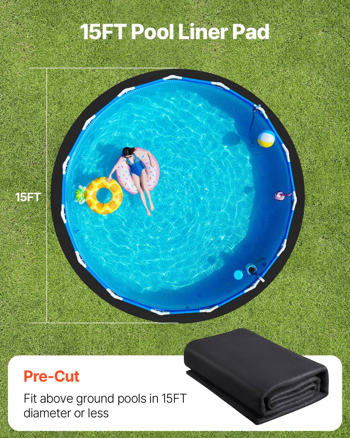 Vevor - VEVOR Tapis de Sol pour Piscine Hors Sol Rond 456 cm pour Éviter Perforations - Image 5