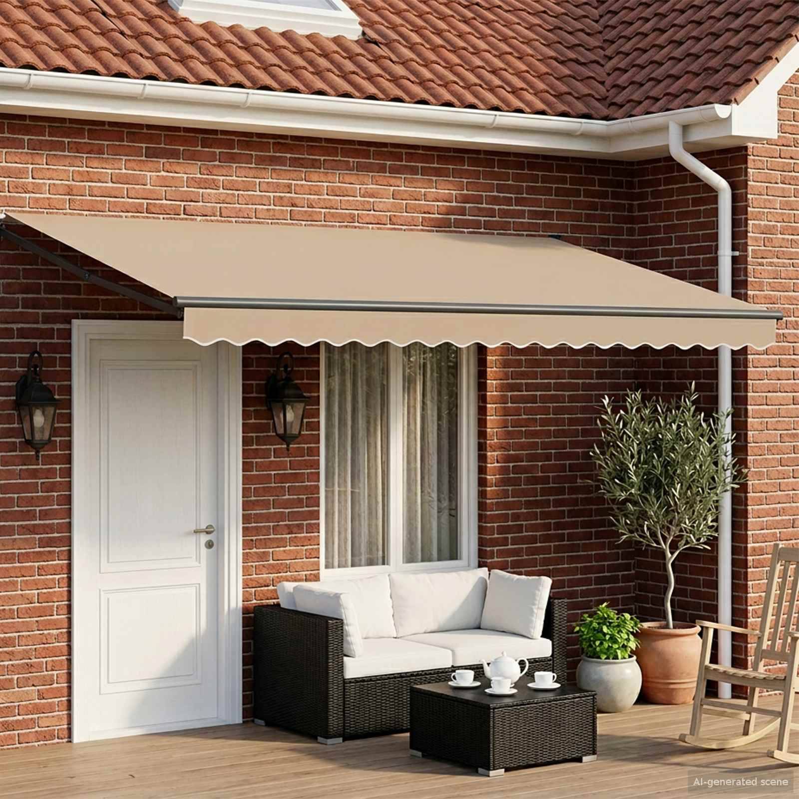 ComfortXL - Store banne électrique aluminium terrasse protection solaire Beige et anthracite 4x3m - ComfortXL Outdoor Living - Image 1