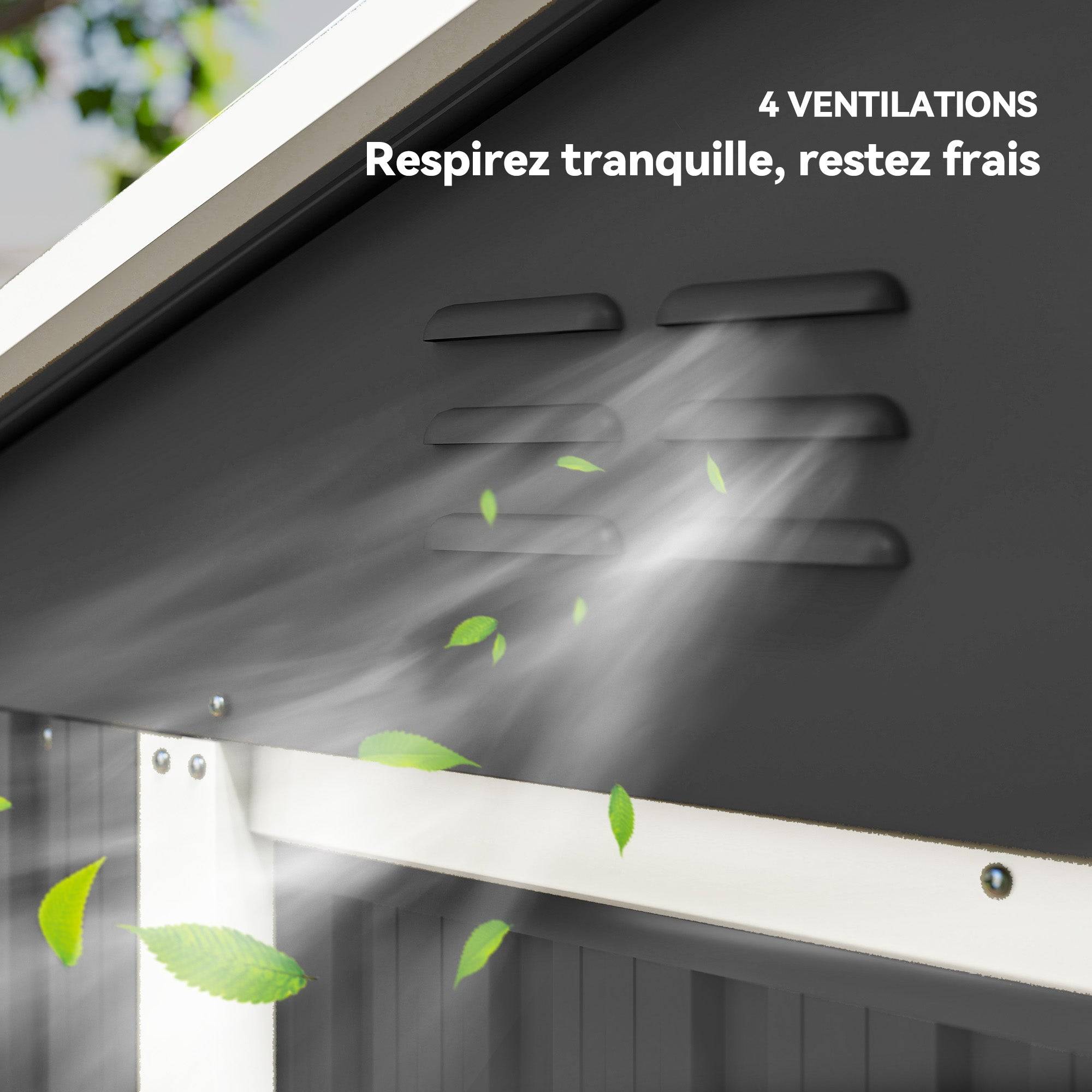 Helloshop26 - Abri de jardin rangement extérieur 194 x 107 x 191 cm double porte coulissante ventilé moderne design en acier gris foncé - Image 6