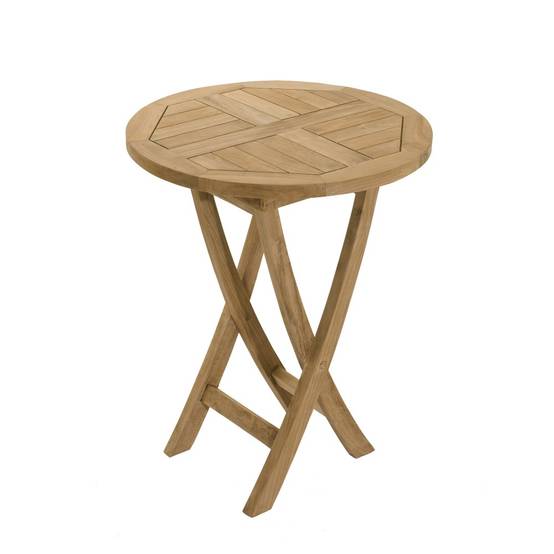FUN - Table de jardin 2 personnes, ronde pliante 60x60cm en bois Teck - Image 3