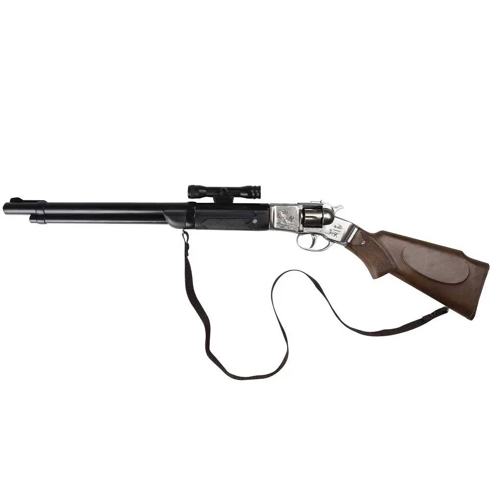 Fusil Rifle cowboy 8 coups métal crosse bois enfant 60cm - Image 2