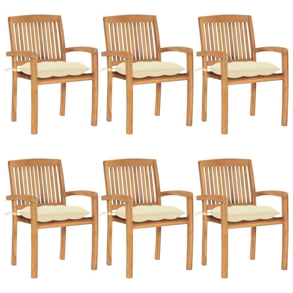 PANGIVO - Lot de 6 chaises de jardin teck blanc cassé 60 x 57.5 x 90 cm - PANGIVO - Image 1