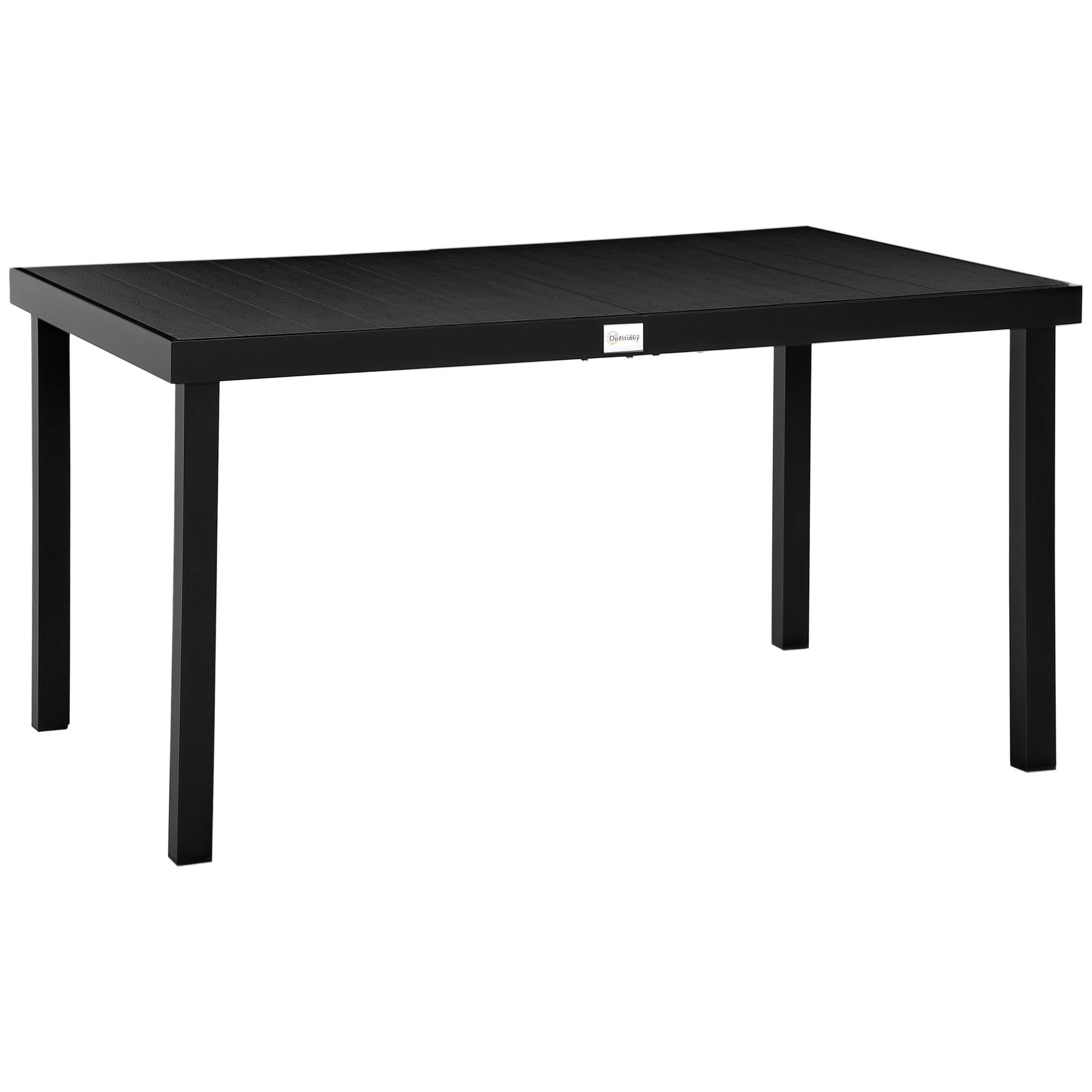 Table de jardin rectangulaire pour 6 personnes, table à manger extérieure 140x90x74 cm, plateau lattes, structure aluminium noir - Image 1