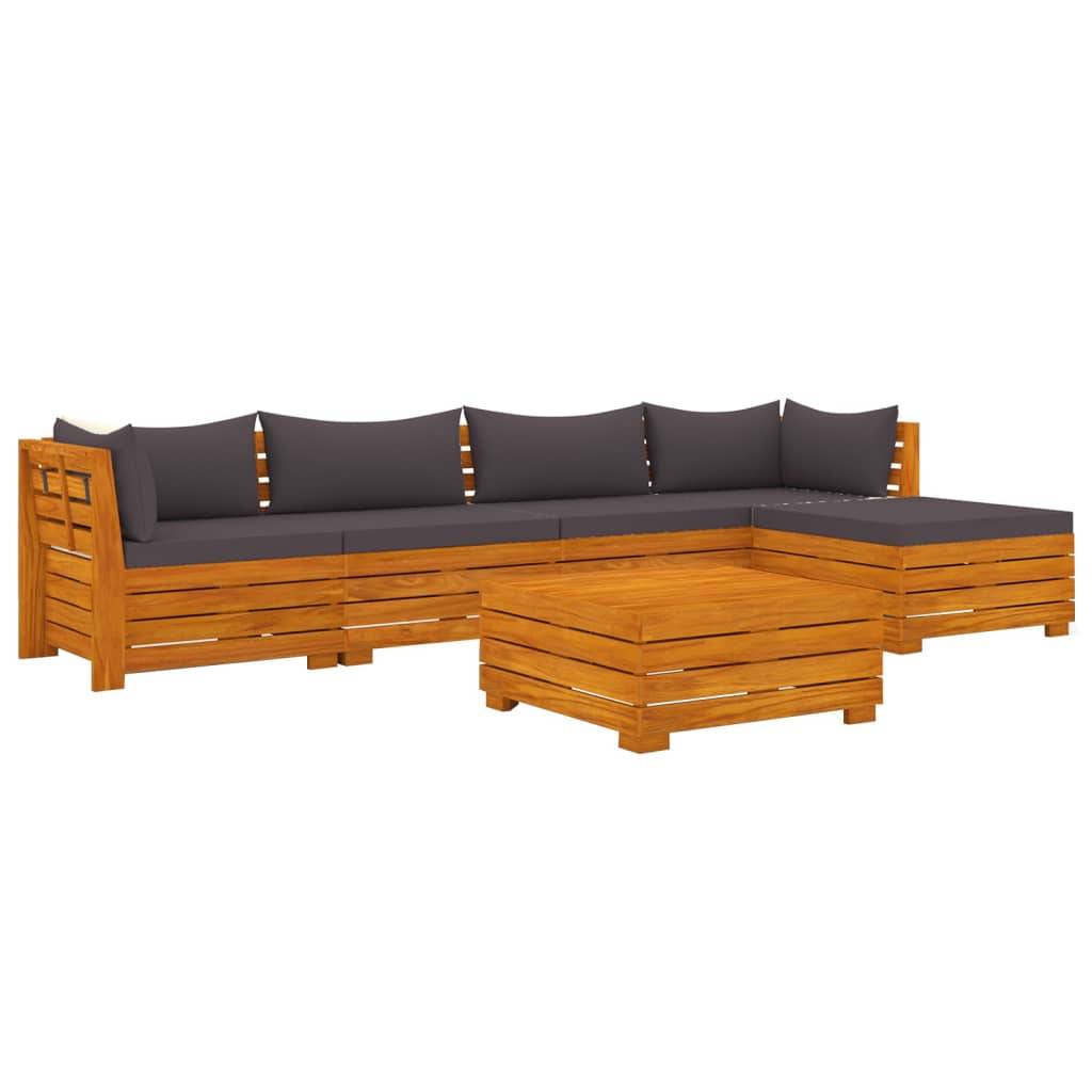 Helloshop26 - Salon de jardin meuble d'extérieur ensemble de mobilier 6 pièces avec coussins bois d'acacia solide - Image 1