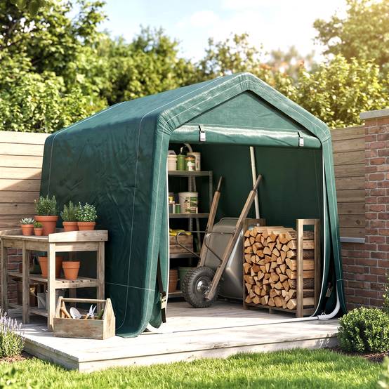 Tente de jardin extérieure 2,4x2x2 m remise extérieure 2 portes zip imperméable anti-UV verte - Image 10