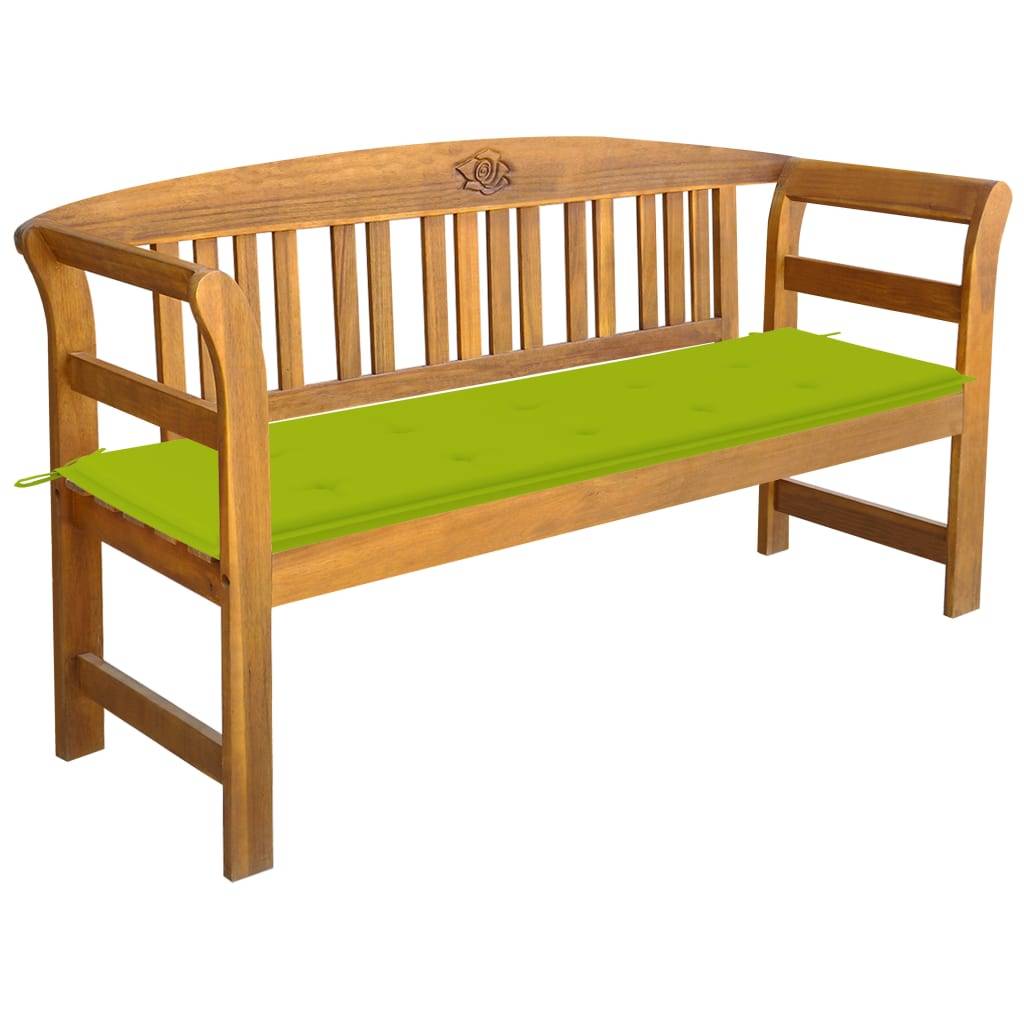 Helloshop26 - Banc de jardin meuble de patio d'extérieur terrasse avec coussin 157 x 45 x 82,5 cm bois d'acacia massif - Image 1