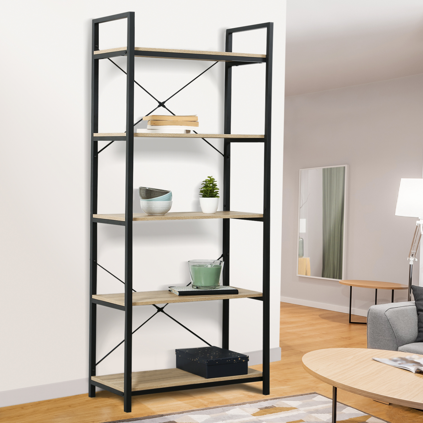 Etagère 5 niveaux DETROIT design industriel 170 cm - Image 1
