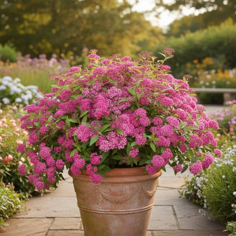 Spirée du Japon Anthony Waterer, Spiraea à fleurs Rose - feuillage Caduc - Pot de 3L - 20/40 cm-  hauteur à maturité De 0,50 m à 1,00 m - Image 9