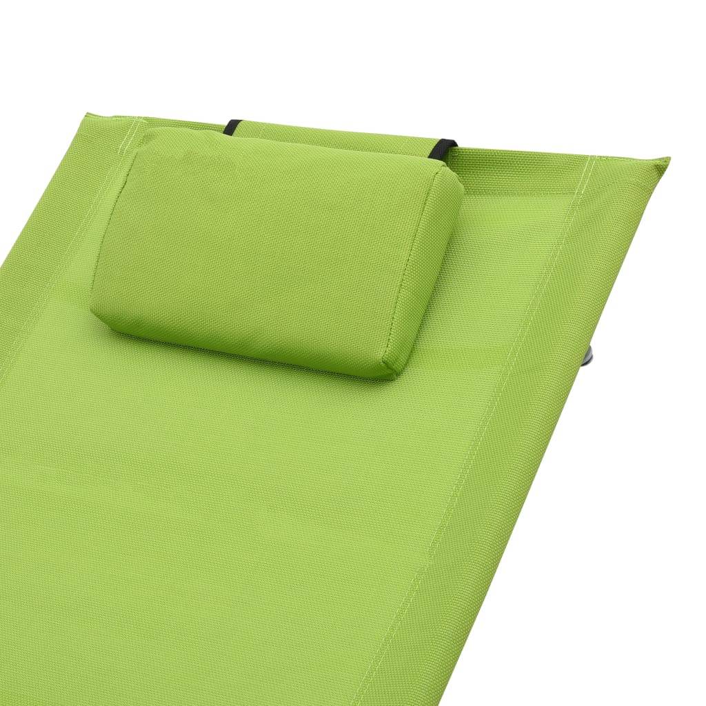 Helloshop26 - Transat chaise longue bain de soleil lit de jardin terrasse meuble d'extérieur avec oreiller vert textilène - Image 5