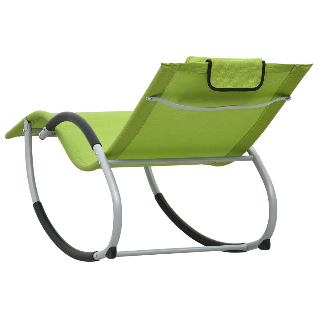 Helloshop26 - Transat chaise longue bain de soleil lit de jardin terrasse meuble d'extérieur avec oreiller vert textilène - Image 4