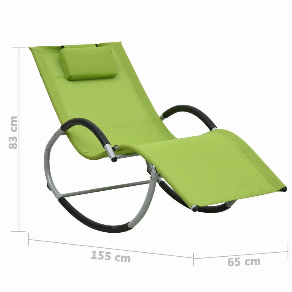 Helloshop26 - Transat chaise longue bain de soleil lit de jardin terrasse meuble d'extérieur avec oreiller vert textilène - Image 6