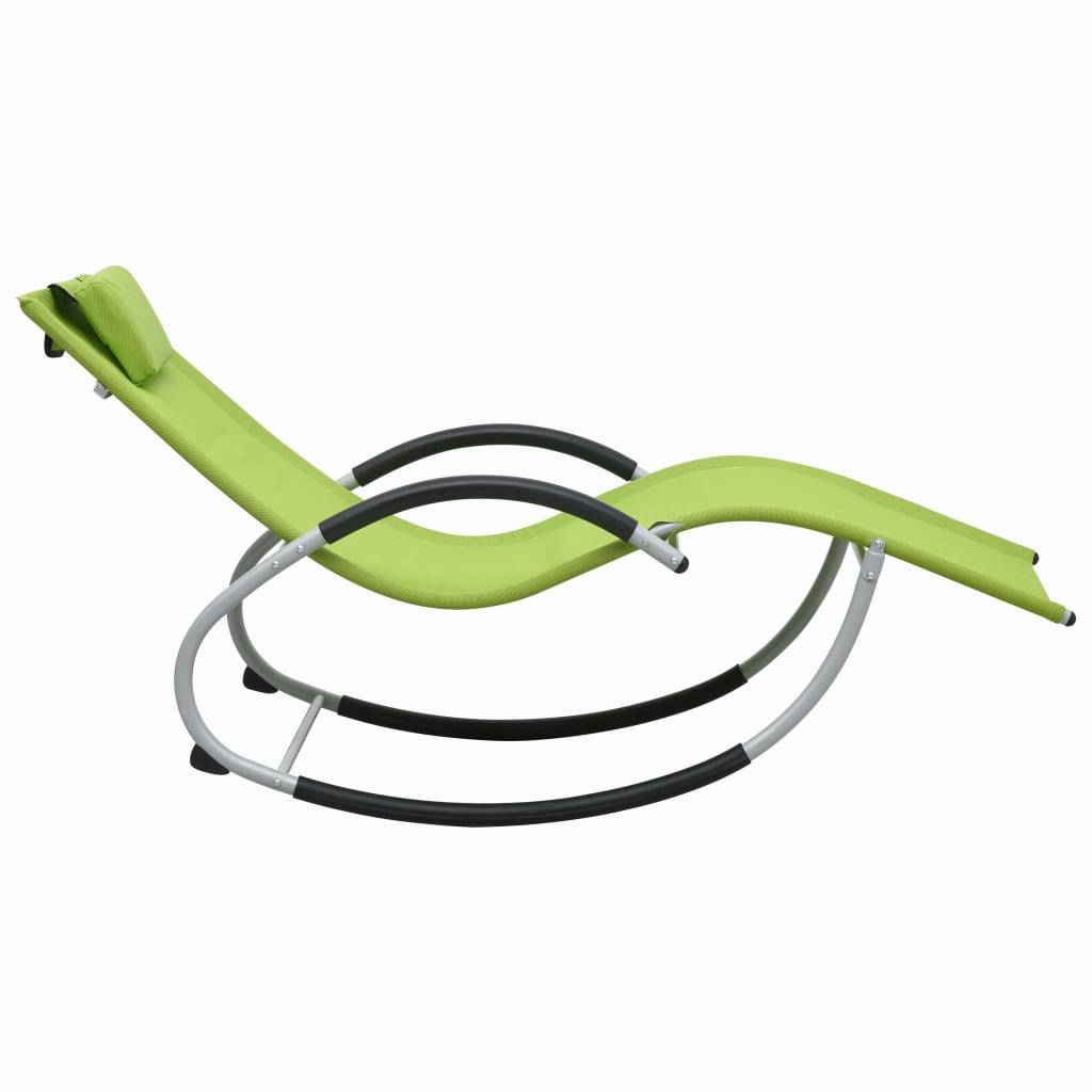 Helloshop26 - Transat chaise longue bain de soleil lit de jardin terrasse meuble d'extérieur avec oreiller vert textilène - Image 3