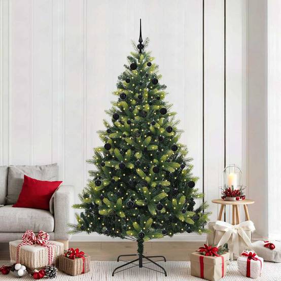 Sapin de Noël | Arbre de Noël artificiel en silicone flexible 300 LEDs 210 cm Maison Chic - Image 2
