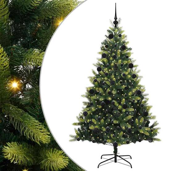 Sapin de Noël | Arbre de Noël artificiel en silicone flexible 300 LEDs 210 cm Maison Chic - Image 1