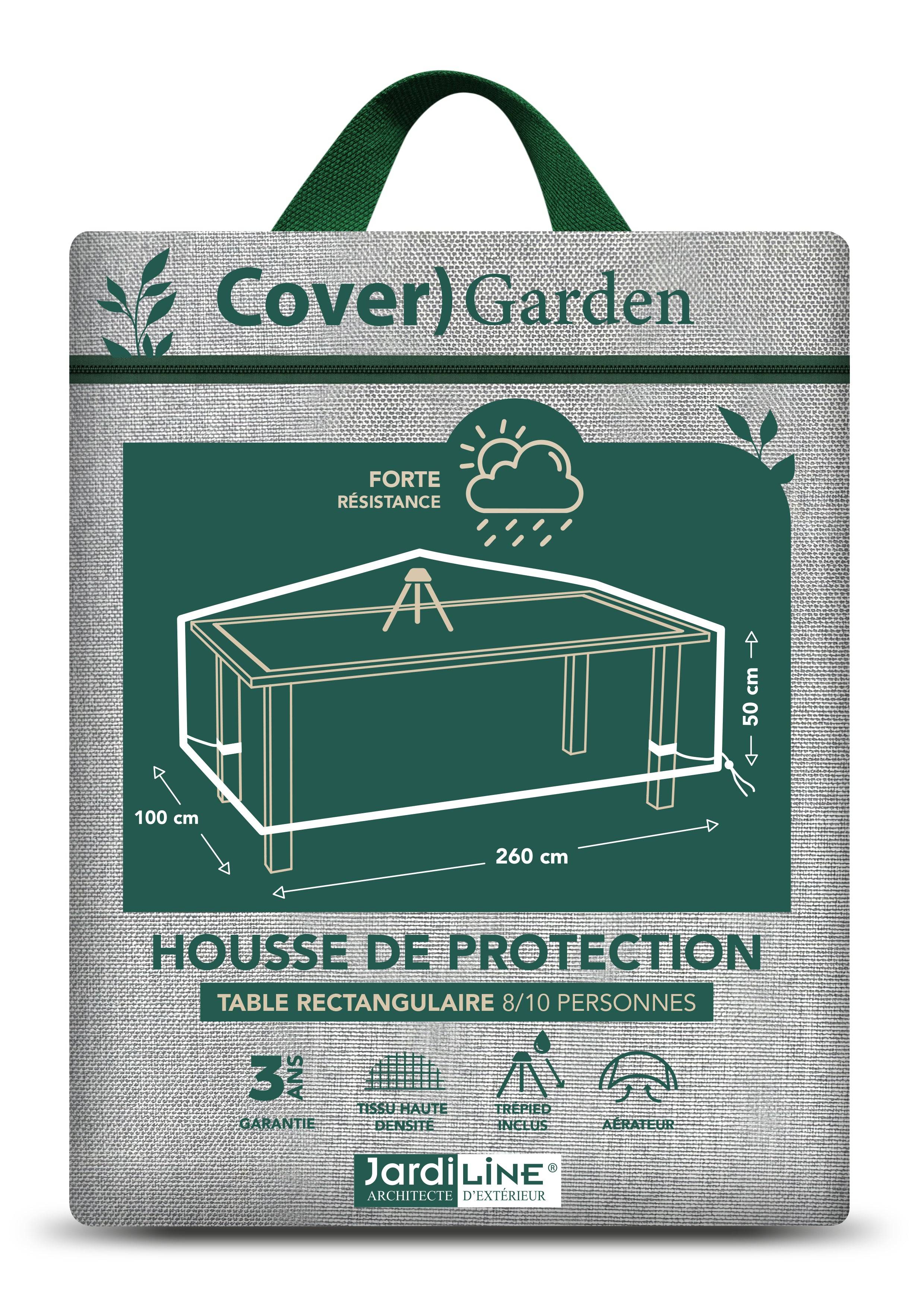 Housse de protection Cover Garden pour table de jardin rectangulaire 8-10 personnes - 260 x 100 x 50 cm - Jardiline - Image 5