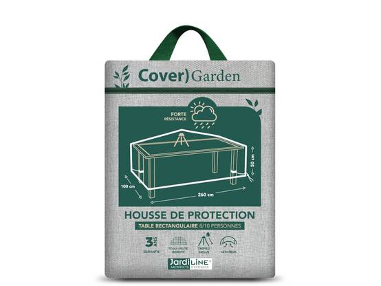 Housse de protection Cover Garden pour table de jardin rectangulaire 8-10 personnes - 260 x 100 x 50 cm - Jardiline - Image 1