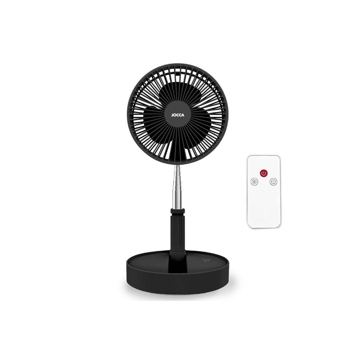 Ventilateur à Batterie Sans fil Silencieux USB NOIR  Pied Pliable & Télescopique Télécommande Autonomie 24h Jocca - Image 1