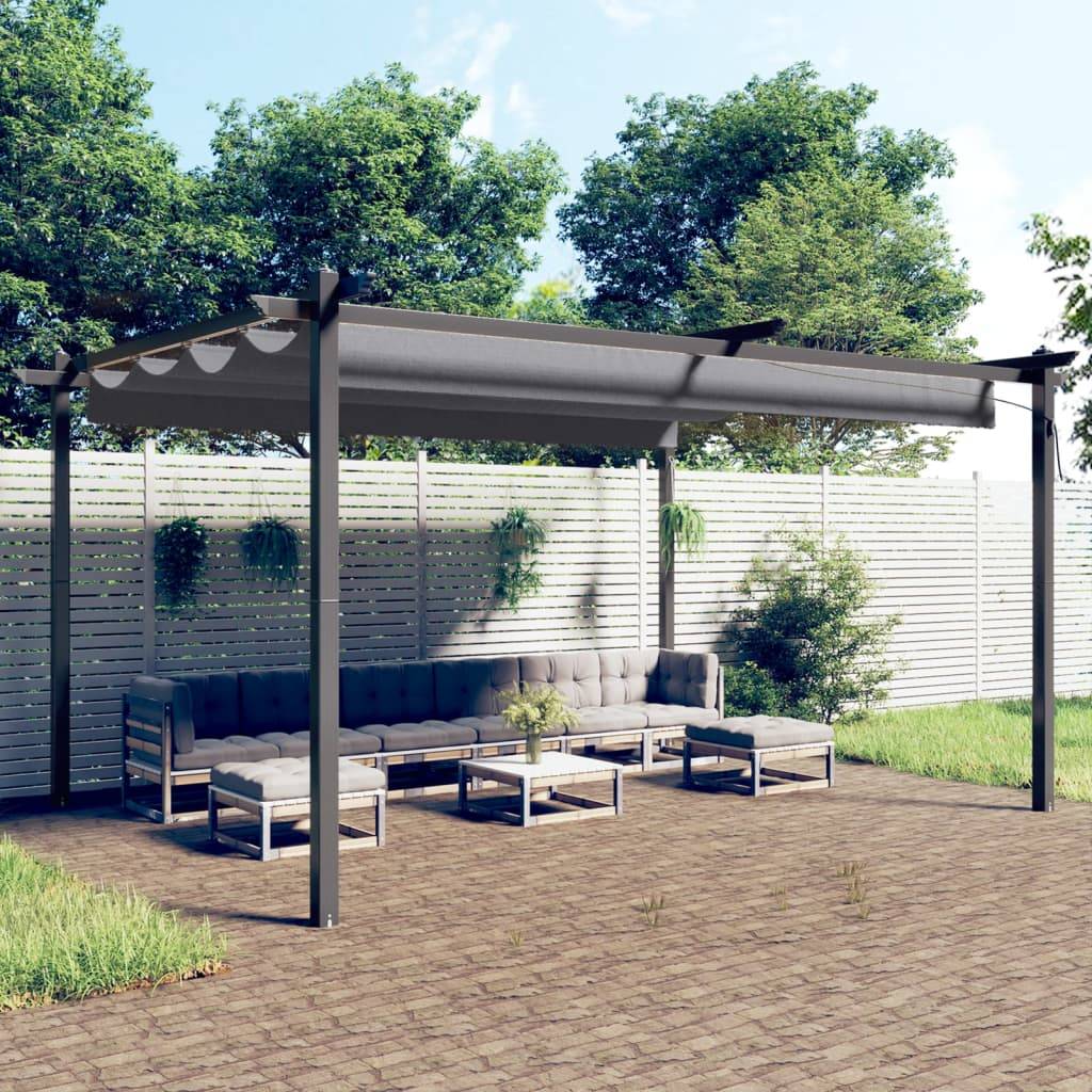 Tonnelle de Jardin Acier 4x3m avec Toile Coulissante Anti-UV Anthracite – ComfortXL Outdoor Living - Image 1