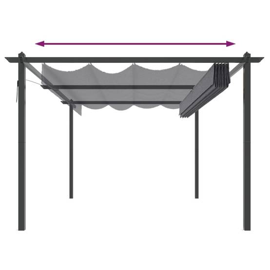 Tonnelle de Jardin Acier 4x3m avec Toile Coulissante Anti-UV Anthracite – ComfortXL Outdoor Living - Image 5