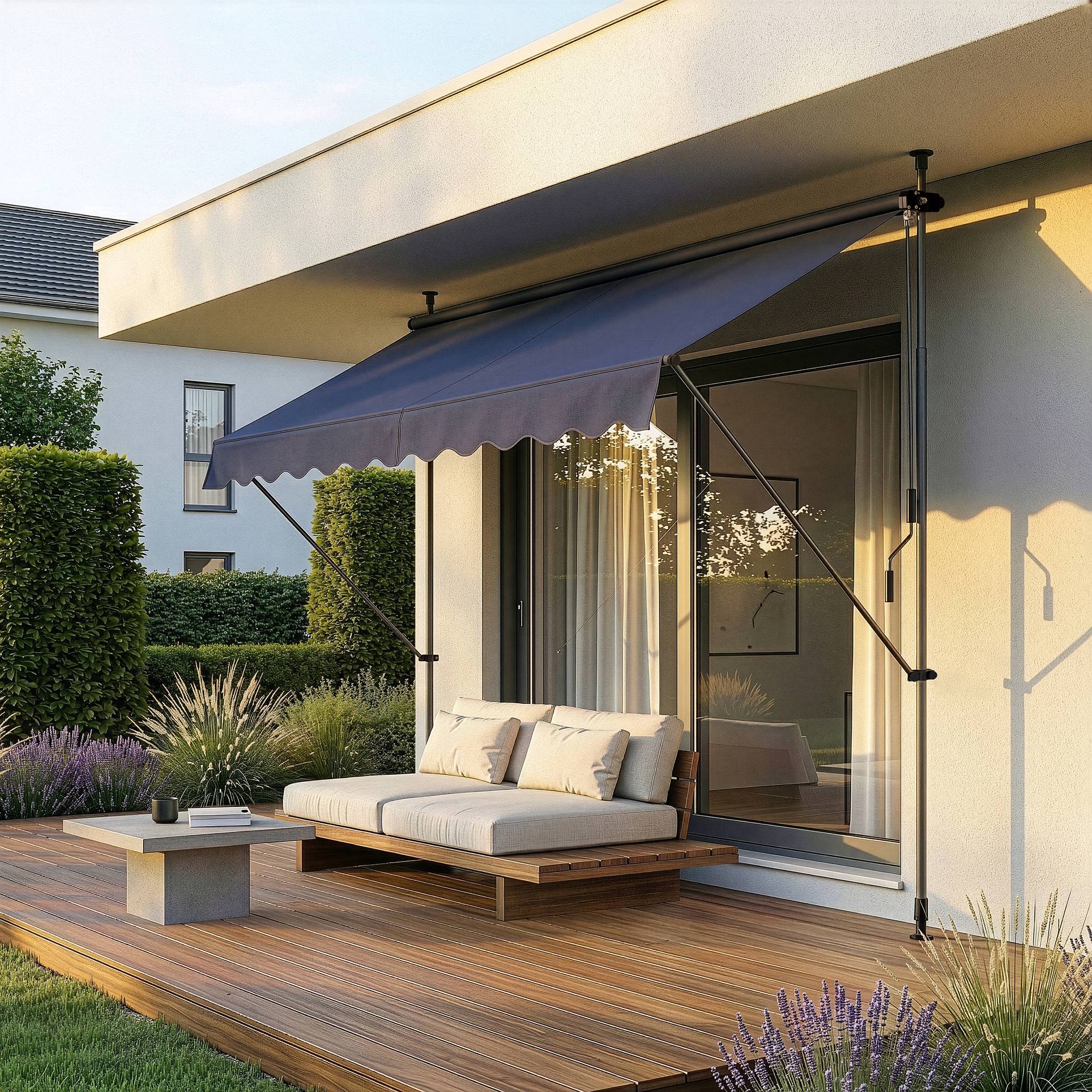 Pro.Tec - Store Banne Téléscopique Acier Polyester 400 x 120 x 220-309 cm Bleu Foncé [pro.tec] - Image 6