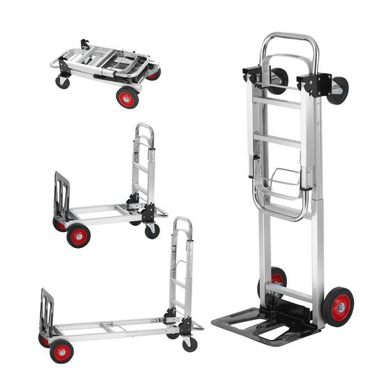VEVOR Diable pliant aluminium 2-en-1, charge 181 kg, convertible chariot plate-forme, roues caoutchouc. - Image 1