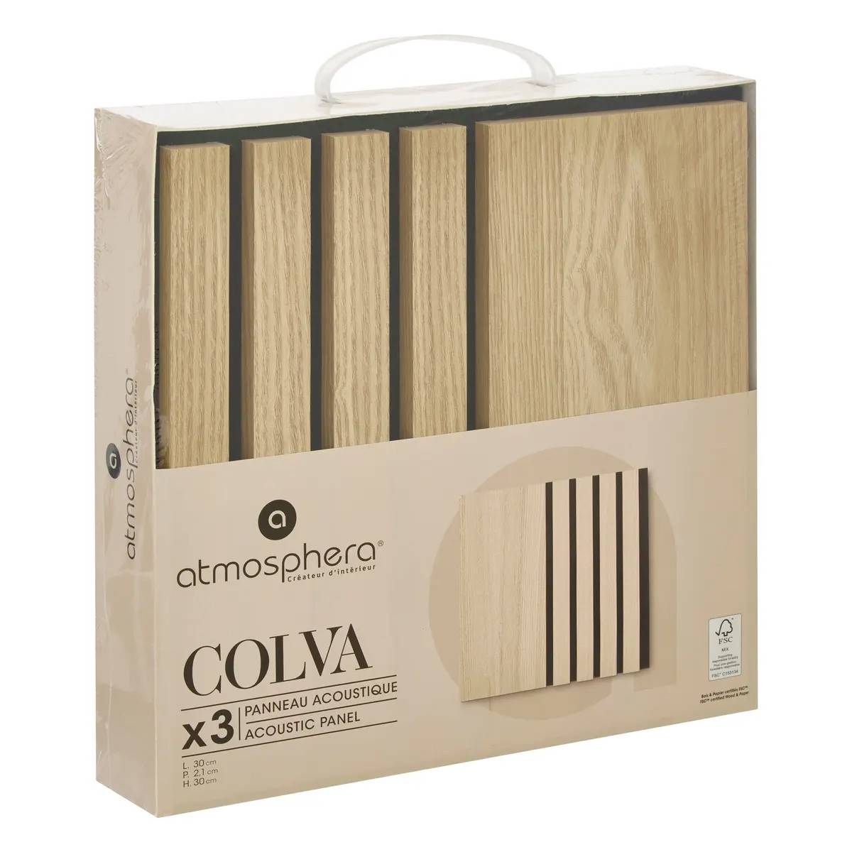 Lot de 3 Panneaux Déco Large "Colva" 30x30cm Naturel - Image 4