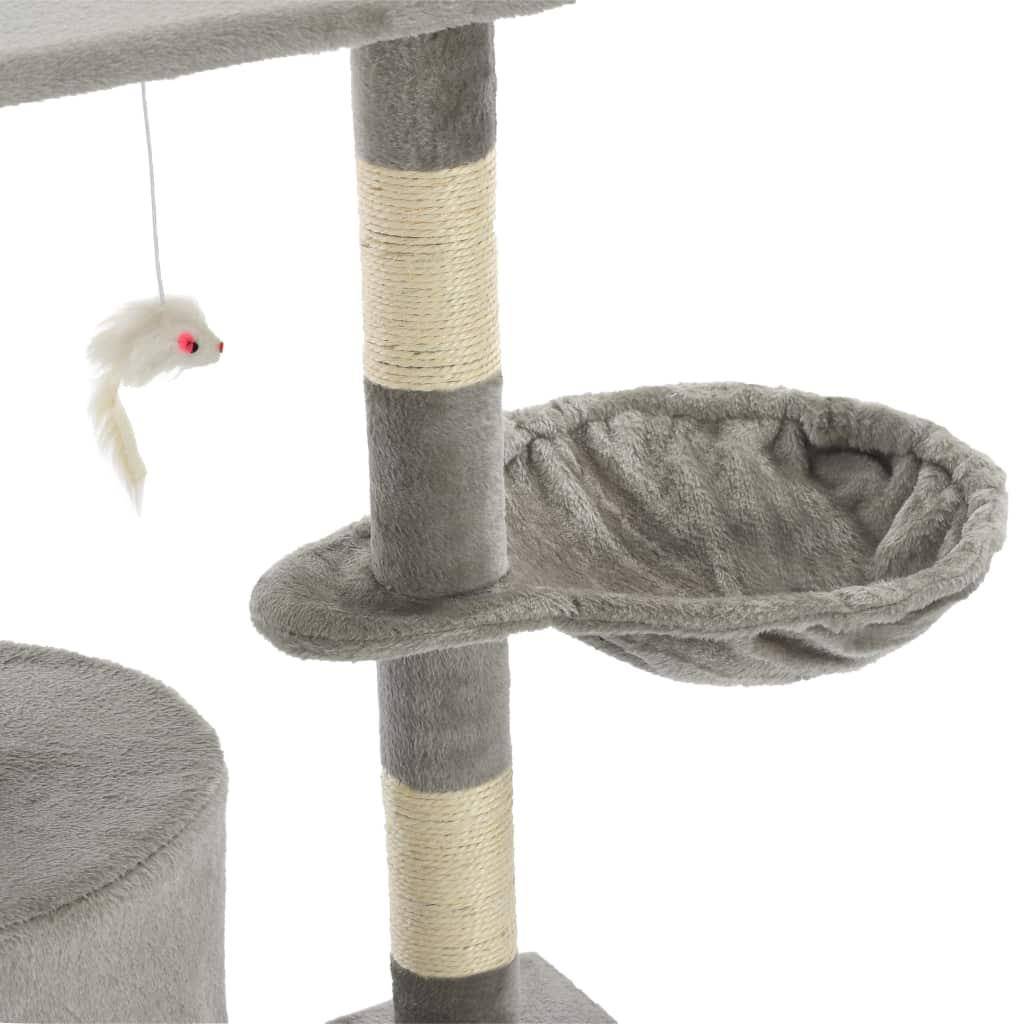 Helloshop26 - Arbre à chat griffoir grattoir niche jouet animaux peluché en sisal 138 cm gris - Image 6
