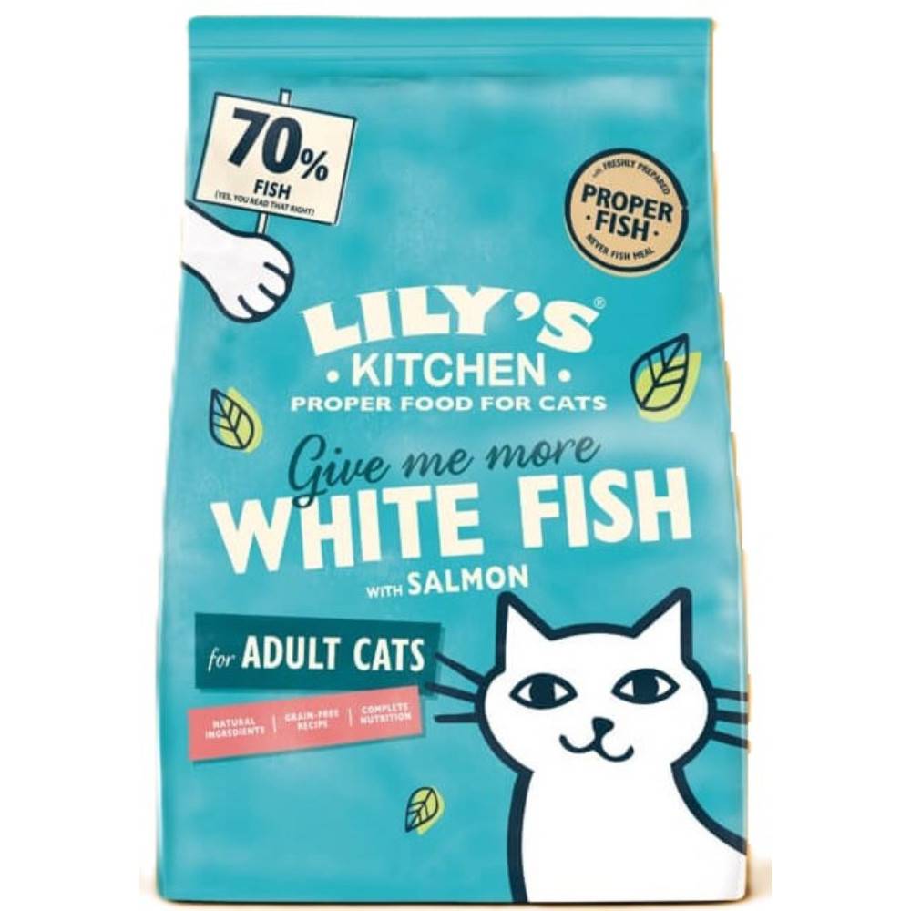Lily's Kitchen - Croquettes pour chat sans cereales au poisson blanc et au saumon, 800g Lily's Kitchen