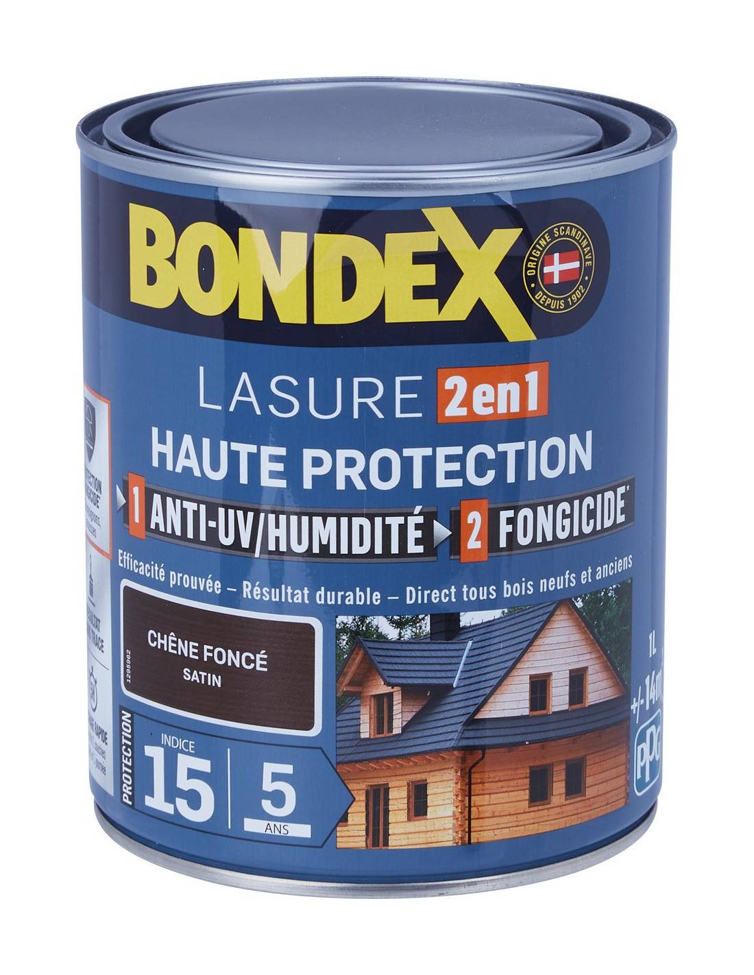 Bondex - Lasure Satinée 2en1 5ans Chene Fonce 1 Litre - Bondex