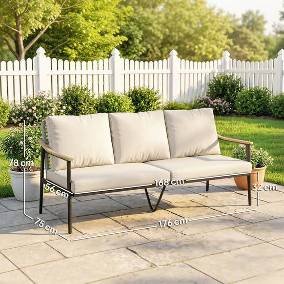 Canapé de jardin résine tressée kaki 176 x 75 x 78 cm - PANGIVO - Image 5