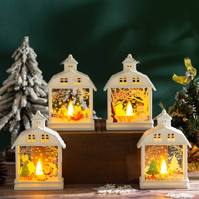 Lanternes de Noël 2 pièces, lustres de décoration de Noël, veilleuses de Noël à piles, lumières chaudes (élan + bonhomme de neige) - Image 5