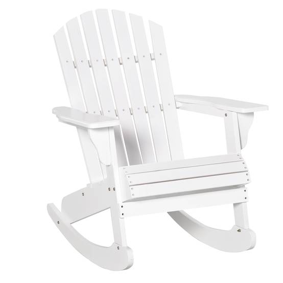 ComfortXL - Fauteuil à bascule Adirondack bois massif pour jardin dossier ergonomique 77x94cm blanc - ComfortXL Outdoor Living - Image 2