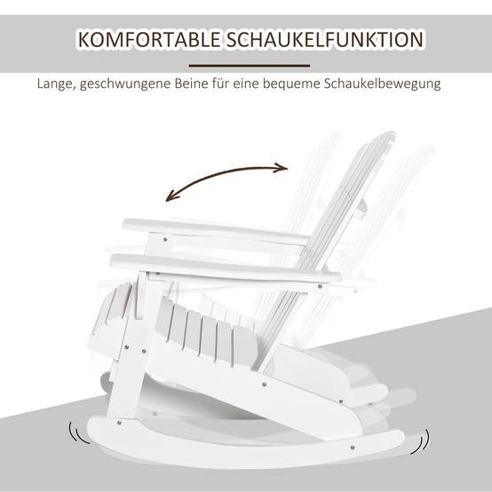 ComfortXL - Fauteuil à bascule Adirondack bois massif pour jardin dossier ergonomique 77x94cm blanc - ComfortXL Outdoor Living - Image 4