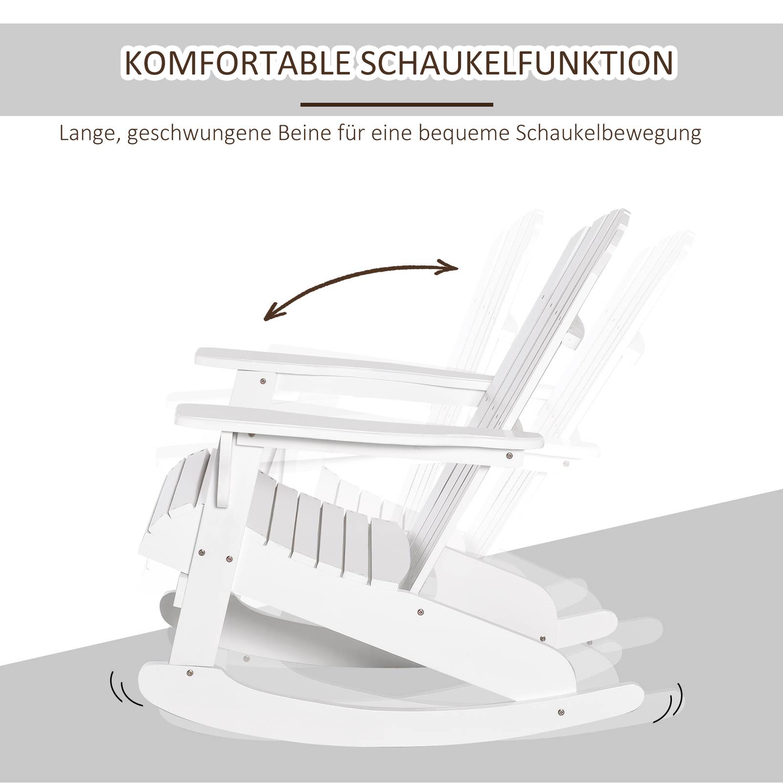 ComfortXL - Fauteuil à bascule Adirondack bois massif pour jardin dossier ergonomique 77x94cm blanc - ComfortXL Outdoor Living - Image 4