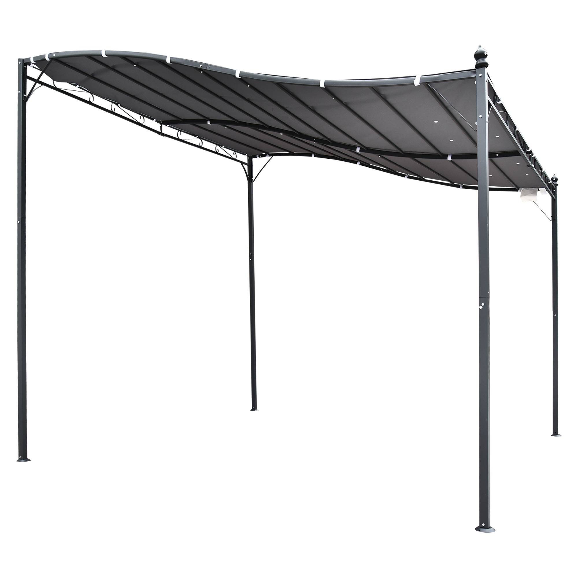 Pergola Adossée Métal Jardin Terrasse Protection Solaire Anti-UV 3x3m Gris - ComfortXL Outdoor Living - Image 2