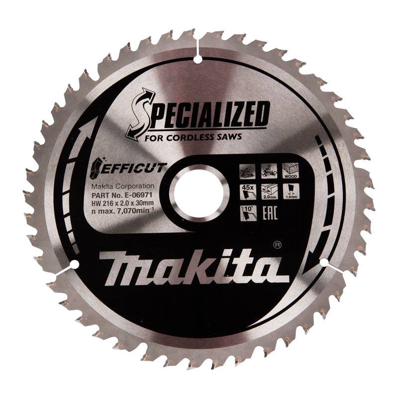 Lames carbure "EFFICUT" pour bois, pour scies radiales à batterie MAKITA - taille Ø 260 mm x 45 Dents - MAKITA ACCESSOIRES - Image 5