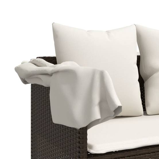 Chaise longue résine tressée marron avec auvent et coussins 204 x 75 x 140 cm, Poids :25.8kg - PANGIVO - Image 10