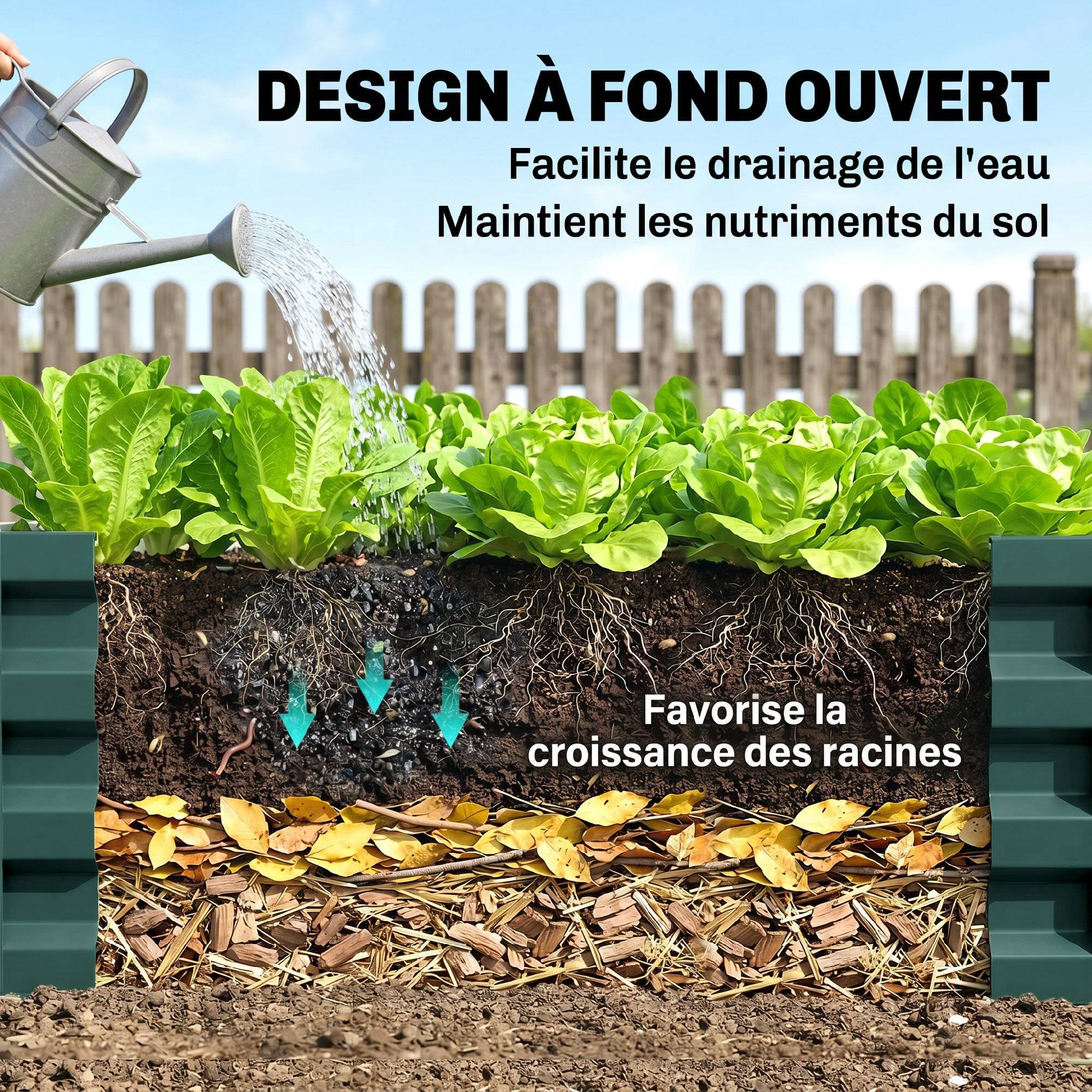 Carré potager de jardin tôle d'acier ondulée 120 x 120 x 30 cm vert foncé - Image 8